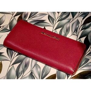 *RESCUE ANIMAL FUNDRAISER*Michael Kors Adele Red Leather Continental Wallet